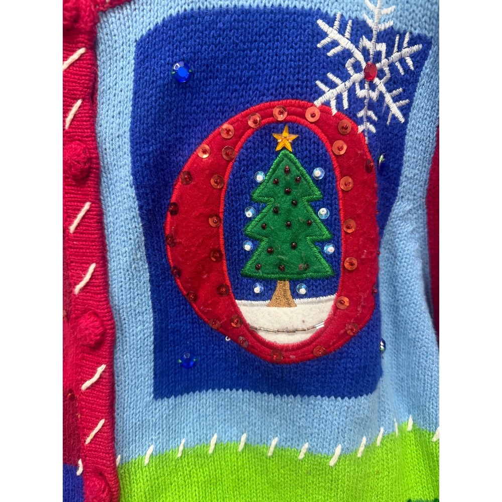tierra international christmas collection red cardigan sweater w embroidery - Picture 2 of 8